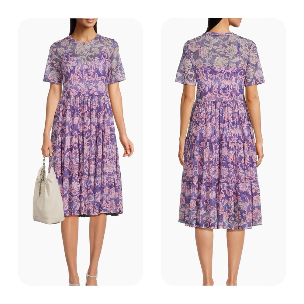Jade Lavender-Pink Paisley Tiered Midi Dress